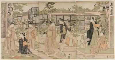 1790年代初頭、志賀茶屋への訪問者。 作： Utagawa Toyokuni