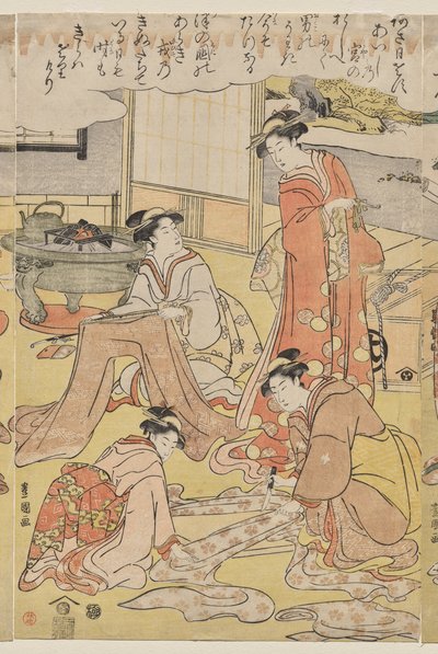 服を作る女性 作： Utagawa Toyokuni