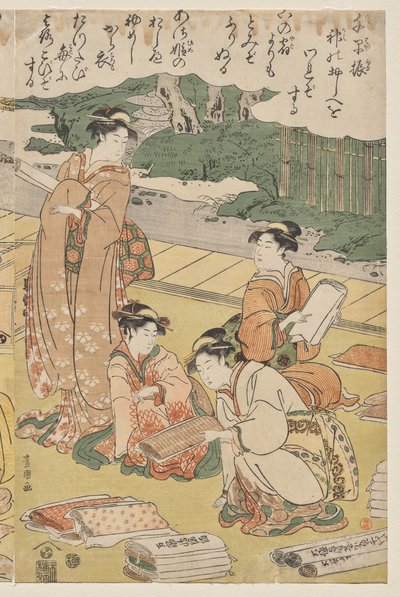 服を作る女性 作： Utagawa Toyokuni