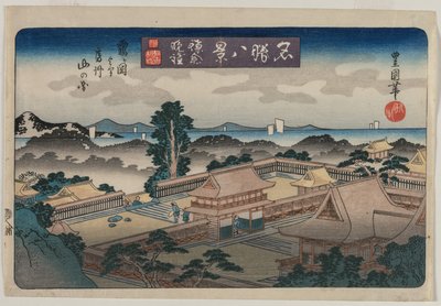 名所八景 鎌倉の夕鐘 鶴岡八幡宮から見る阿波の山 作： Utagawa Toyokuni II