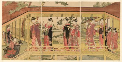 島台飾りを持った女性の行列 作： Utagawa Toyokuni I