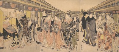 吉原市中野町の遊女遊歩。 1795年。 作： Utagawa Toyokuni I