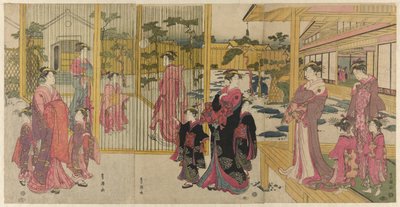長治屋の遊女と蹴鞠 作： Utagawa Toyokuni I