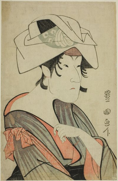 中山富三郎。 頭にタオルを巻いた女装 作： Utagawa Toyokuni I
