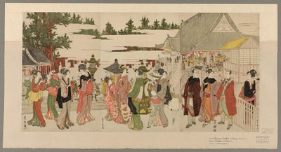 堀之内妙法寺初詣（堀之内妙法寺恵方参りの図） 作： Utagawa Toyokuni I