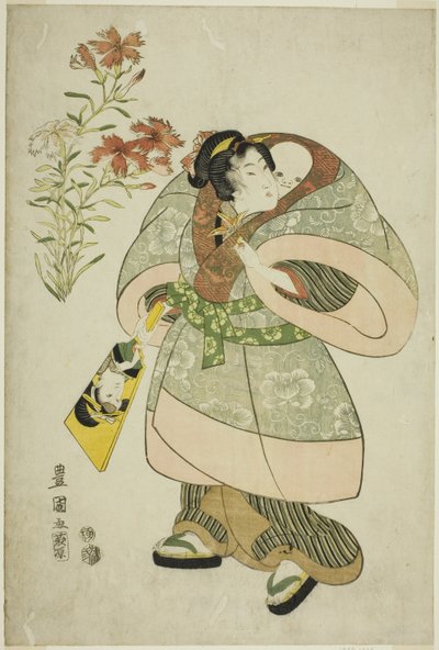 Pinks: ナースとベイビー、無題の美女と花のシリーズより 作： Utagawa Toyokuni I
