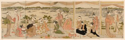 隅田川を見下ろす縁側でのリサイタル 作： Utagawa Toyokuni I