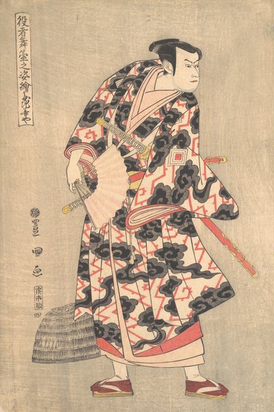 芝居『浮世塚飛翼』より不破番左衛門役の三代目市川八百蔵、1774年。 作： Utagawa Toyokuni I