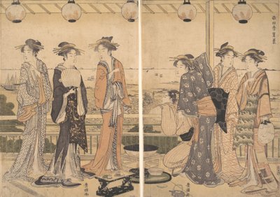 南江戸の四季。夏の風景 南式、夏の景、1780年代後半。 作： Utagawa Toyokuni I