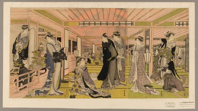 歓楽街の売春宿のパーラー 作： Utagawa Toyokuni I