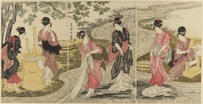 水流で布を洗う 作： Utagawa Toyokuni I