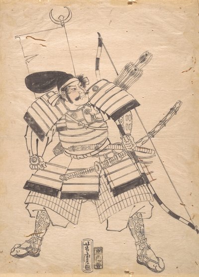 19 世紀の戦士版画の準備図面。 作： Utagawa Yoshitora