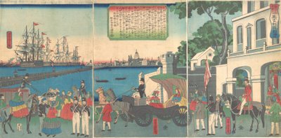 1862年2月、イギリスのロンドン港にて。 作： Utagawa Yoshitora