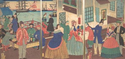五ヶ国の飲食観 1861年 12月 . 作： Utagawa Yoshitora