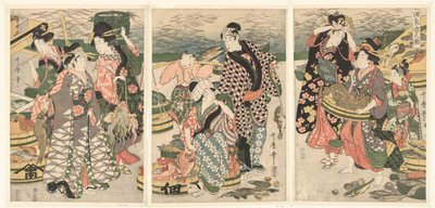 芝の浜の魚市場の眺め [しば] のうらうおいちのず 作： Utamaro (II) , Kitagawa