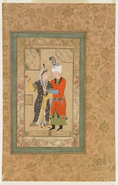 王子と王女の抱擁、1550年頃 作： Uzbek School