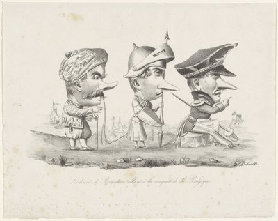 ロッテルダム民兵隊の漫画、1830 年 Les braves de Rotterdam allant à la conquête de la Belgique (オブジェクトのタイトル) 作： V. Dubrulle