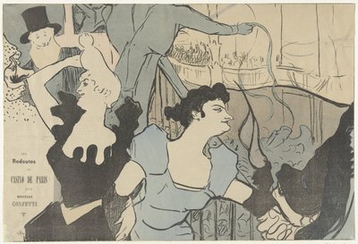 Cha-u-kao と Yvette Guilbert の肖像画が描かれた、パリのカジノでの仮面舞踏会を発表するポスター Les Redoutes du Casino de Paris 作： V. Michel