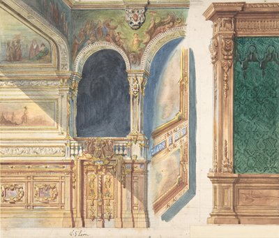 インテリア、おそらく劇場のデザイン。 1860-80。 作： V. S. Léon