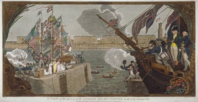 ロンドン ドックの開通、ワッピング、1805 年 作： V Woodthorpe