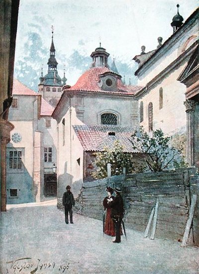 Jirska Ulice, Prague, 「Stara Praha (Old Prague)」のイラスト, 1900年頃 (リトグラフ) 作： Vaclav Jansa