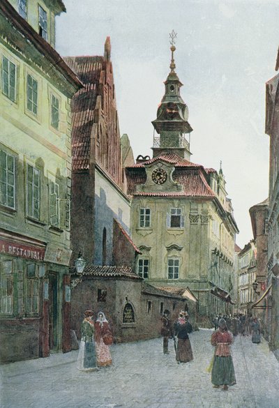 プラハのユダヤ人タウンホール、「スタラプラハ」のイラスト、1898年頃 作： Vaclav Jansa