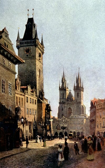Starometsky-aukio ja kaupungintalo Prahassa, n. 1900 (tulostus) 作： Vaclav Jansa
