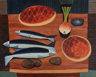パンと魚のある静物, 2020 (キャンバスにアクリル) 作： Vadym Vaskovsky