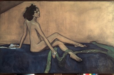 バレリーナ イダ ルビンスタイン (1885-1960) の肖像画。 Valentin Alexandrovich Serov (1865-1911) の作品、キャンバスにテンペラと黒チョーク 作： Valentin Aleksandrovich Serov
