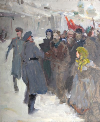 革命的なデモ、1906 作： Valentin Aleksandrovich Serov