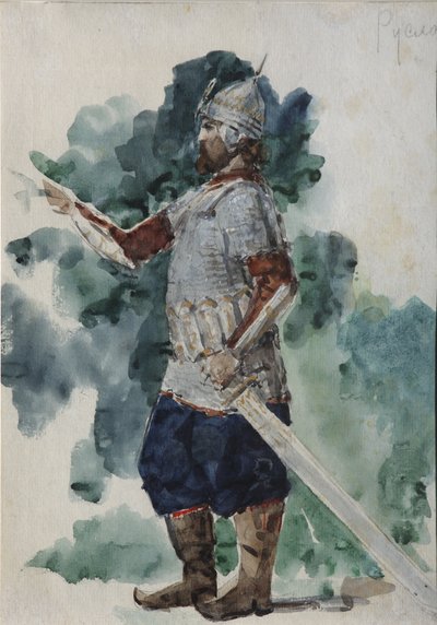 ルスラン。 M.グリンカのオペラ「ルスラン」と「リュドミラ」の衣装デザイン 作： Valentin Aleksandrovich Serov