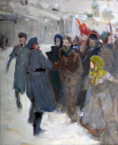 革命デモ」、1906年。 作： Valentin Alexandrovich Serov