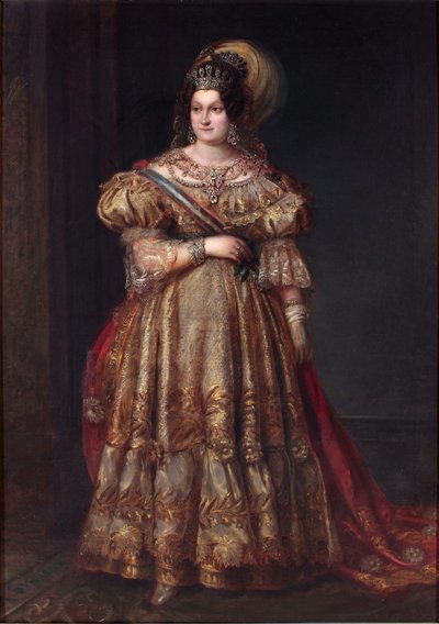 Maria Cristina Ferdinand of Bourbon, Royal Princess of Two Sicilies - Maria Cristina of Bourbon-Siciles (1806-1878) - Portrait of Maria Cristina of the Two Sicilies (1806-1878) by Carderera y Solano, Valentin (1796-1880).油彩・キャンバス、サイズ：104x 作： Valentin Carderera y Solano