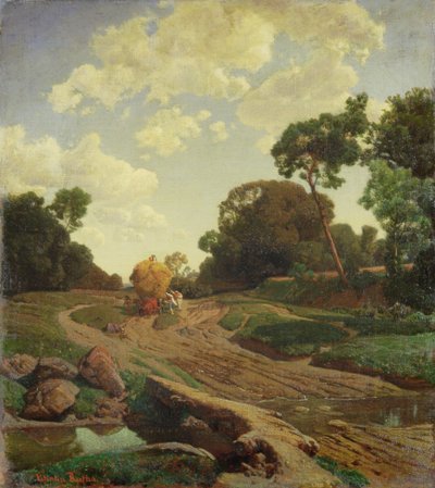 ヘイワゴンのある風景、1858年頃 作： Valentin Ruths