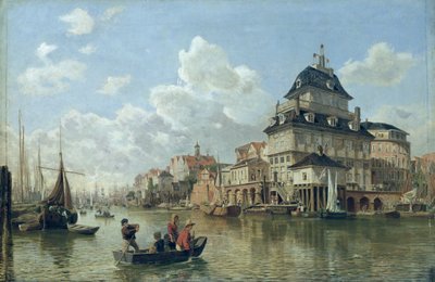 ハンブルク港のボートハウス、1850 作： Valentin Ruths
