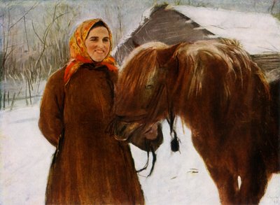 「馬を持つ女」、1898年、1965年。 作： Valentin Serov