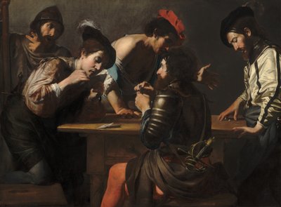 トランプとダイスで遊ぶ兵士たち 詐欺師たち 16181620年頃 作： Valentin de Boulogne