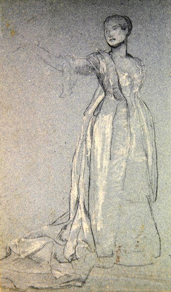 メヌエット」のための習作、1870年頃（紙にチョーク） 作： Valentine Cameron Prinsep