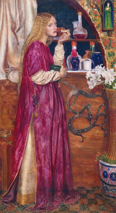 王妃は応接間でパンと蜂蜜を食べていた（油彩・パネル） 作： Valentine Cameron Prinsep