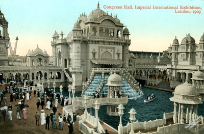 コングレスホール、インペリアルインターナショナルエキシビション、ロンドン、1909年。 作： Valentine and Sons Ltd