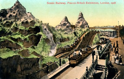 風光明媚な鉄道、仏英展、ロンドン、1908年。 作： Valentine and Sons Ltd