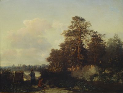 釣り人のいる風景、1852 作： Valerian Konstantinovich Kamenev