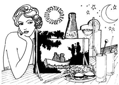夏の食べ物と飲み物の楽しみ。セットの裏側 作： Valerio Eletti