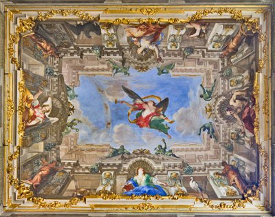 バルビ家の殿堂からの名声の寓話と寓意的な人物（フレスコ画） 作： Valerio and Mariani Giovanni Maria Castello
