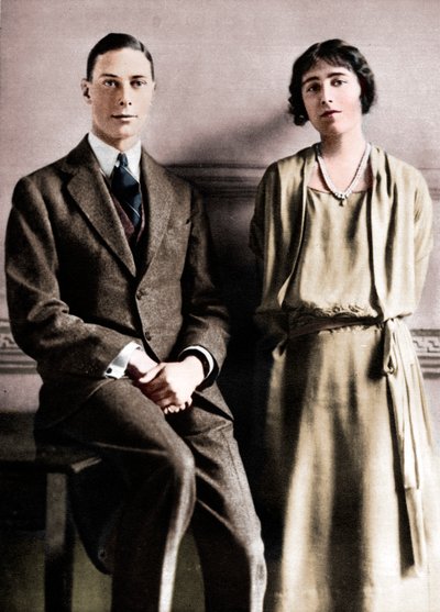 「婚約発表時のレディ・エリザベス・ボウズ・リヨンとヨーク公」、1923年 作： Vandyk
