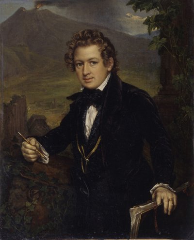 画家カール・パブロビッチ・ブリュロフの肖像1799-1852、1836 作： Vasili Andreevich Tropinin