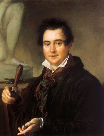 彫刻家 Ivan P. Vitali 1794-1855、19 世紀の肖像画。 作： Vasili Andreyevich Tropinin