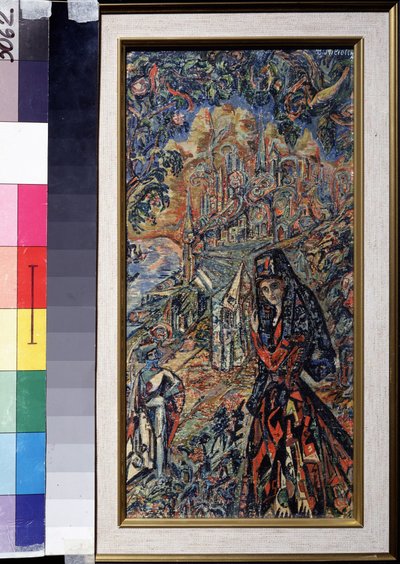 Sappho（紀元前630～580年頃） - Vasili Dmitrievich Millioti（1875～1943）の作品、紙に水彩、グワッシュ、インク 作： Vasili Dmitrievich Millioti