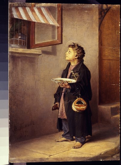ペロフのオウムを見守る見習い、ヴァシーリー・グリゴリエヴィチ (1834-1882) 作： Vasili Grigorevich Perov