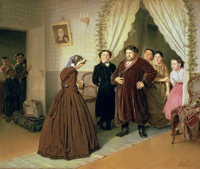 商人の家に到着した統治、1866 作： Vasili Grigorevich Perov